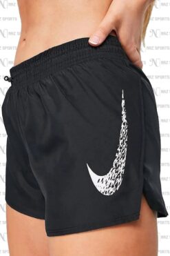 Nike Dri-FIT Swoosh Run Normal Belli Slip Astarlı Siyah Kadın Spor Şort