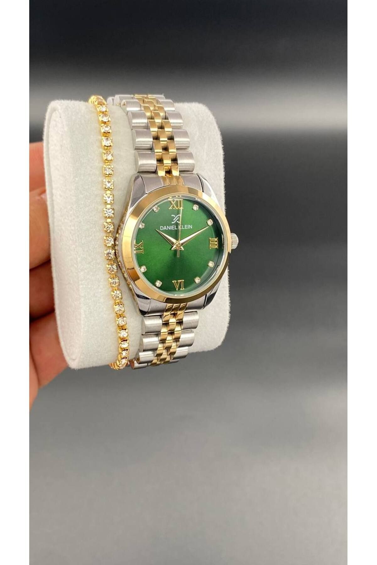 Daniel Klein Kadın Kol Saati Çelik kordon 3 ATM Su Geçirmez Gold Gümüş Yeşil Renk - Görsel 2