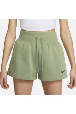 Nike Sportswear Phoenix Fleece Pamuklu Yüksek Belli Yeşil Kadın Şort