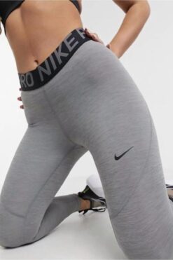 Nike Pro Tight Fit Sıkılaştırıcı Tam Boy Gri Kadın Spor Taytı