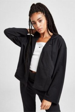 Nike Sportswear Clup Bol Kesim Kapüşonlu Siyah Kadın Sweatshrit