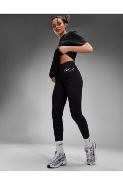 Nike Sportswear High Rise Yüksek Bel Kadın Siyah Tayt