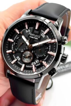 Ferrucci Function Siyah Renk Deri Kordonlu Erkek Kol Saati Zmfer064