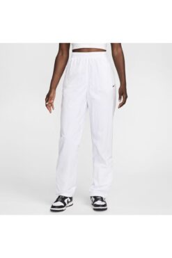 Nike Sportswear Women's Yüksek Belli - Paçası Fermuarlı Beyaz Kadın Eşofman Altı
