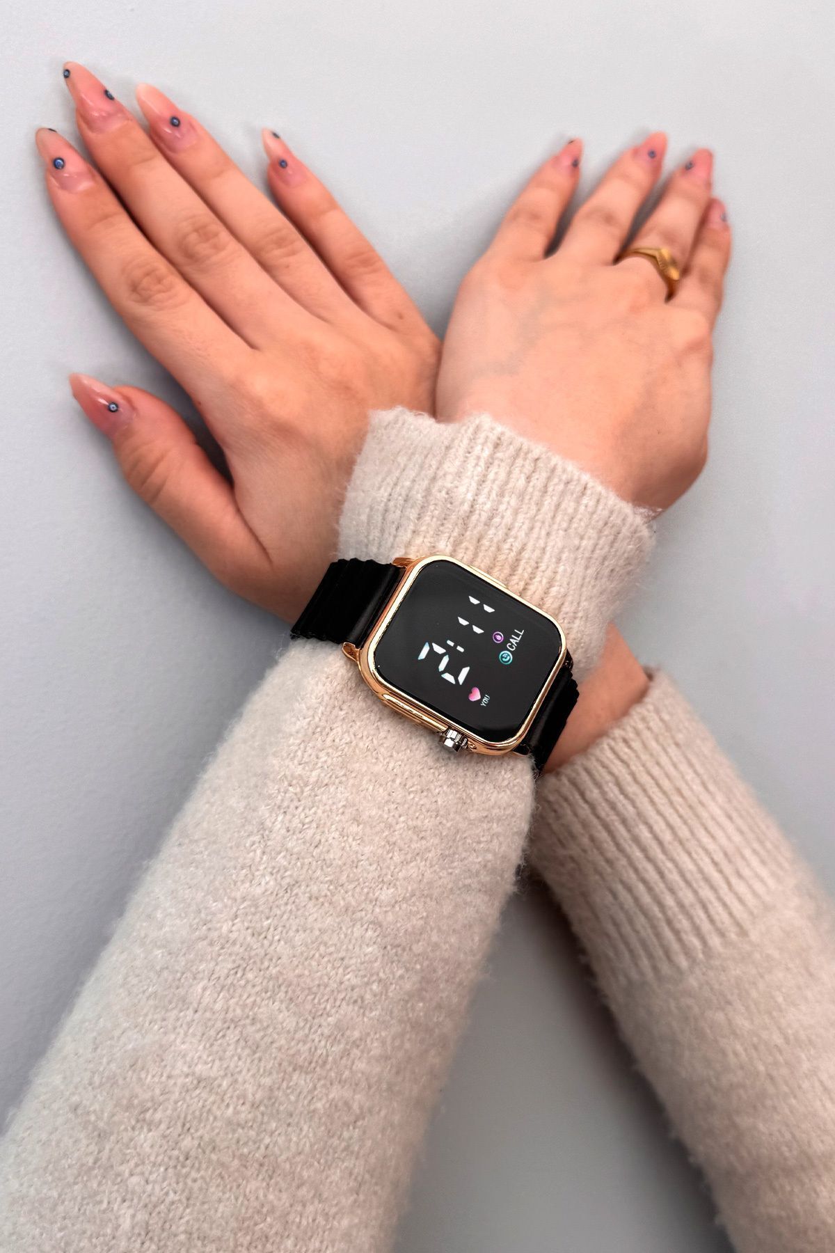 Aqua Di Polo 1987 Gold Siyah Unisex Silikon Dijital Led Kol Saati Apwr033302 - Görsel 2