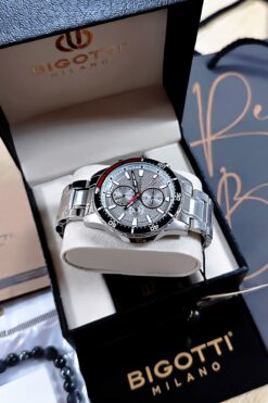 Bigotti Özel Kutulu 5 ATM Su Geçirmez Erkek Kol Saati Gumus Renk Çelik Kordon + Hediye Bileklik BME2022C2
