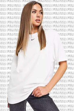 Nike Sportswear Oversized T-shirt Unisex Nakış Swooslu Beyaz Tişört