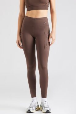 Nike Go Firm Support High Rise Full Length Kadın 6 Cepli Lazer Kesim Antreman Taytı Koyu Kahve