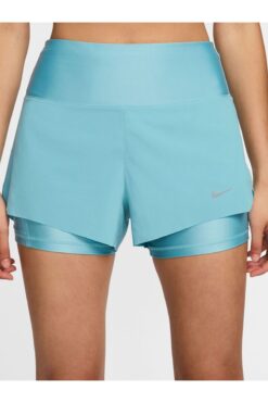 Nike Dri-Fit Swift Mid-Rise 8cm (approx.) 2-in-1 Running Taytlı Mavi Kadın Koşu Şort