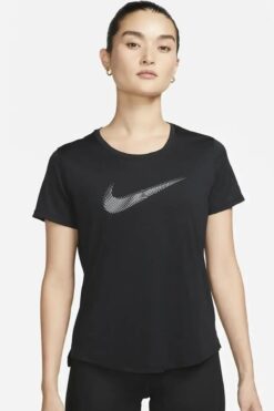 Nike Dri-Fit Swoosh Hbr Short-Sleeve Siyah Kadın Spor Tişört