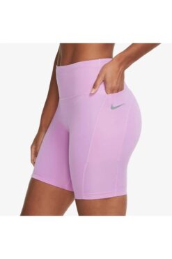 Nike Kadın Lila Renk Kısa Antrenman ve Koşu Tayt ( bel kısmında fermuarlı cep mevcuttur)