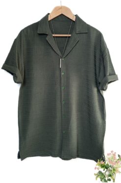 MİRMARONİ Yeni Sezon Erkek Oversize Pamuklu Yazlık Kısa Kollu Gömlek