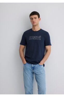 Mavi Logo Baskılı Lacivert Tişört Slim Fit / Dar Kesim 065781-28417