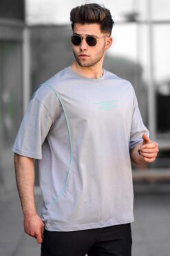 Madmext Gri Oversize Erkek Tişört 5234