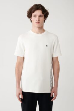 Avva Erkek Beyaz Baskılı Bisiklet Yaka Soft Touch T-shirt A41y1328