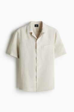 H&M Erkek Yaka Keten Gömlek Regular Fit