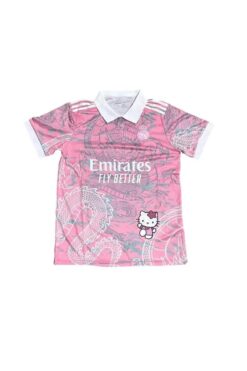 Touz Moda Pembe Kitty Madrid Dragon Jersey Siyah Düğmeli Yaka Forma