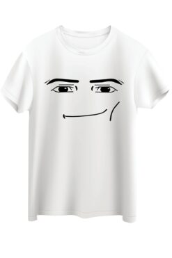 Butik Roblox Face Man Tişört Beyaz Unisex Tshirt