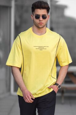 Madmext Sarı Oversize Erkek Tişört 5234