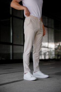 Ser Joven Erkek Slim Fit Bej Keten Pantolon