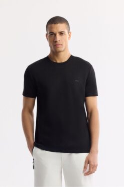 Avva Erkek Siyah Bisiklet Yaka Sırt Ve Göğsü Logo Baskılı T-shirt B001040
