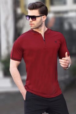 Madmext Bordo Polo Yaka Erkek Tişört 9281