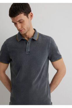 Mavi Şerit Detaylı Antrasit Polo Tişört Slim Fit / Dar Kesim 065920-30653