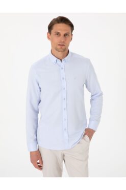 Pierre Cardin Açık Mavi Oxford Slim Fit Kolay Ütülenebilir Gömlek 50306996-VR003