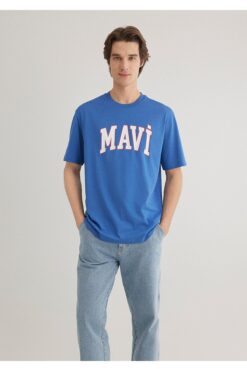Mavi Logo Baskılı Tişört Loose Fit / Bol Rahat Kesim 0611711-70895
