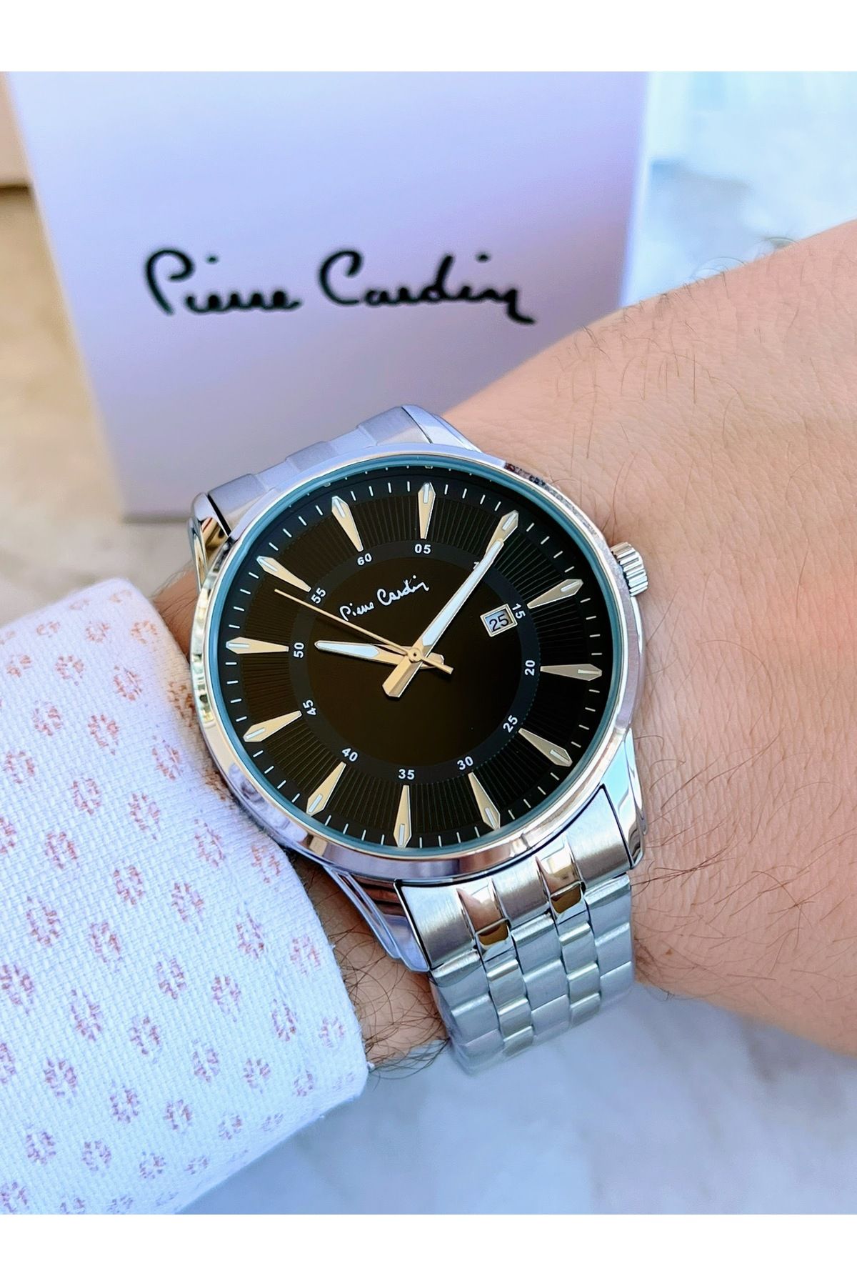 Pierre Cardin Çelik Kordon 30 Metre Su Geçirmez Siyah Katran Erkek Kol Saati