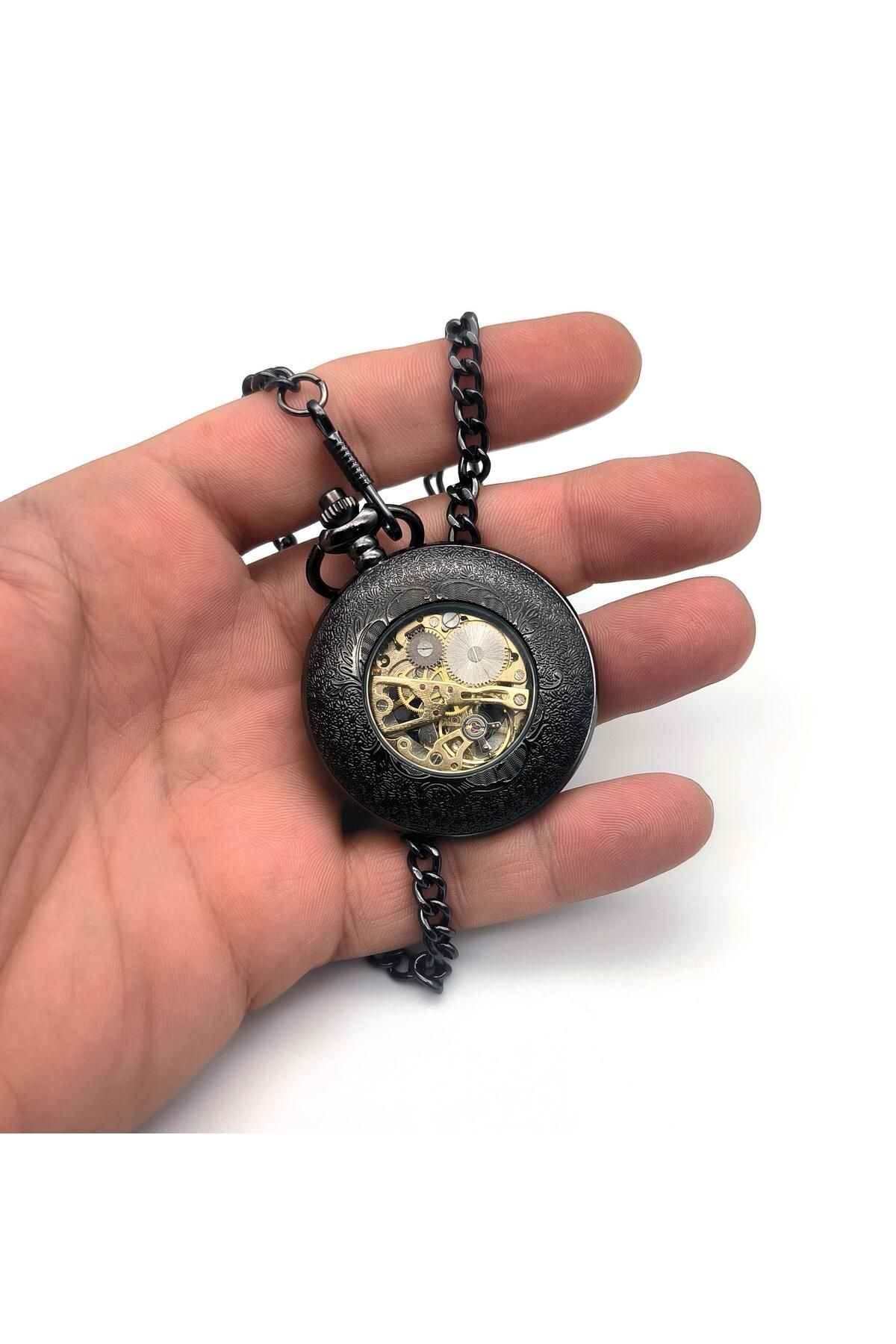 valkyrie Kutulu Kurmalı Köstekli Mekanik Iskelet Cep Saati Bsy-08 - Görsel 2