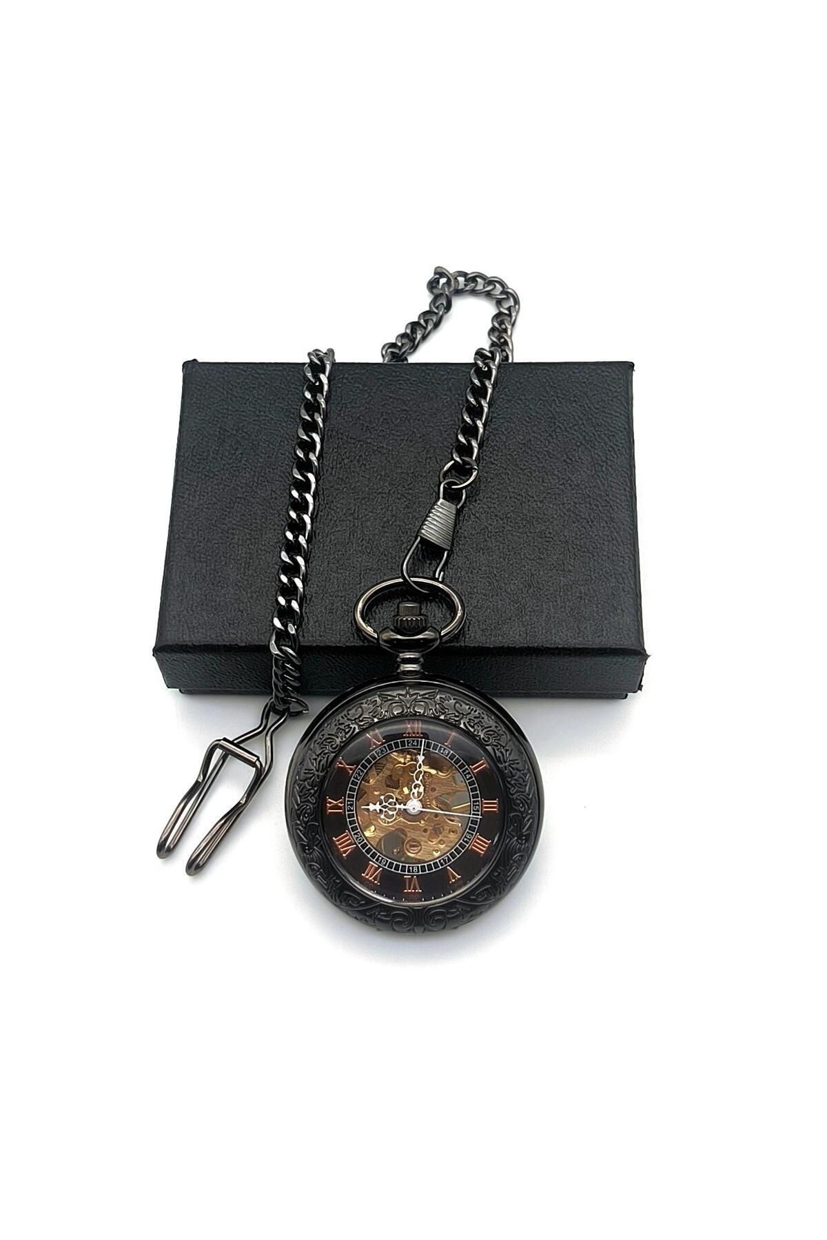 valkyrie Kutulu Kurmalı Köstekli Mekanik Iskelet Cep Saati Bsy-08 - Görsel 5