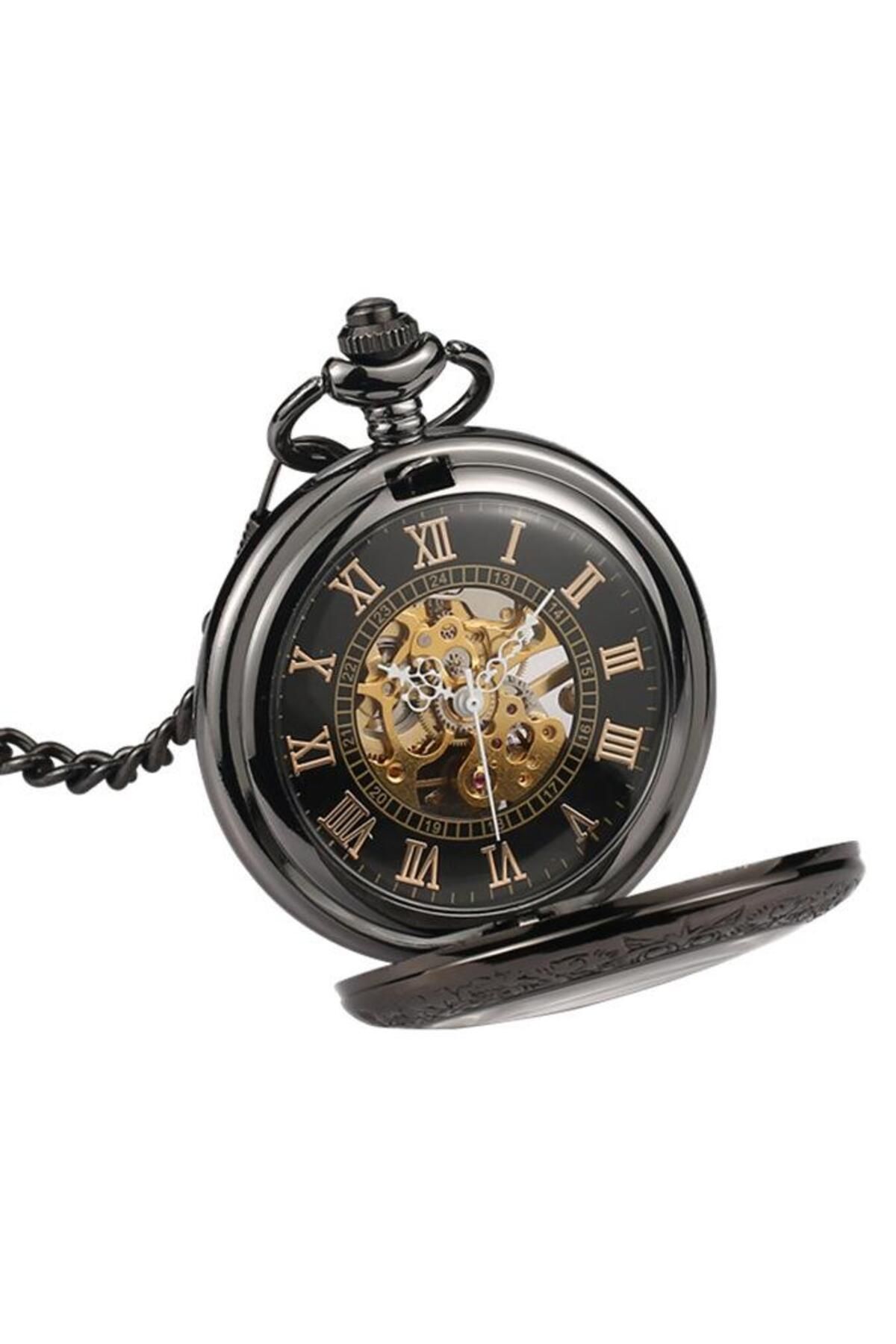valkyrie Kutulu Kurmalı Köstekli Mekanik Iskelet Cep Saati Bsy-08 - Görsel 6