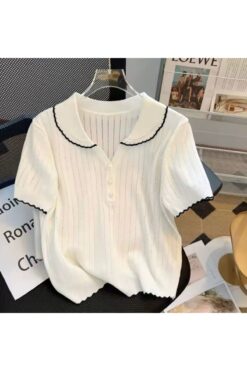Elysira Bebe Yaka İşlemeli Basic Triko Kadın T-Shirt