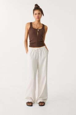 Stradivarius Keten Karışımlı Bol Kesim Pantolon
