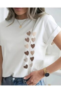 TekTarzz Unisex Kalp Yolu Baskılı Tasarım Tshirt