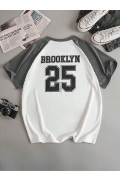 MOONBULL Unisex Brooklyn 25 Baskılı Reglan Kol Oversize T-shirt