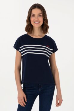 U.S. Polo Assn. Kadın Lacivert Bisiklet Yaka Tişört 50305823-vr033