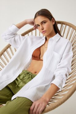 Lovelyİstanbul Oversize Basic Müslin Gömlek BEYAZ LMX0002