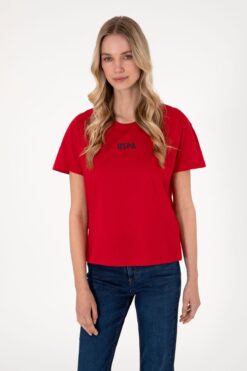 U.S. Polo Assn. Kadın Kırmızı Bisiklet Yaka Tişört 50305824-VR030