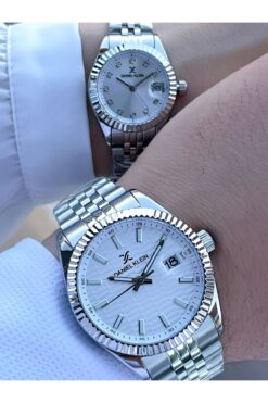 Daniel Klein 30 Mt Suya Dayanıklı Çelik Kordon Çiftlere Özel Kol Saati Gümüş Takvimli