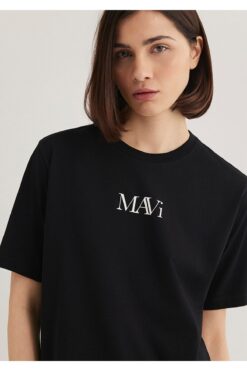 Mavi Logo Baskılı Siyah Tişört Regular Fit / Normal Kesim 1611594-900