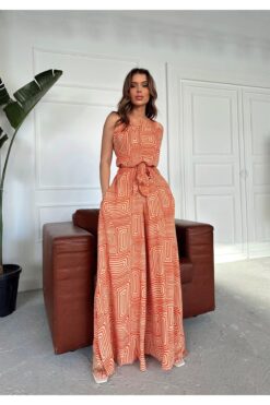 Patreon Oranj Desen İspanyol Kuşaklı Tasarım Tulum