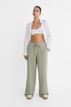 Stradivarius Keten karışımlı bol kesim pantolon