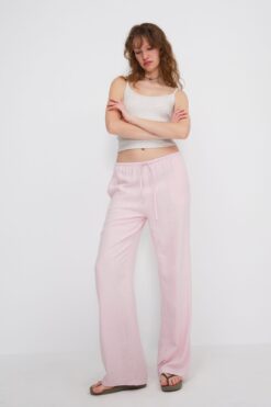 Addax Keten Karışımlı Bağlamalı Wide Leg Pantolon PN16649