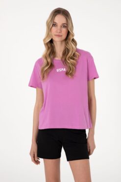 U.S. Polo Assn. Kadın Fuşya Bisiklet Yaka Tişört 50305824-VR023