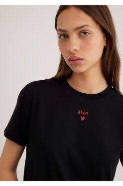 Mavi Logo Baskılı Siyah Tişört Regular Fit / Normal Kesim 1601185-900