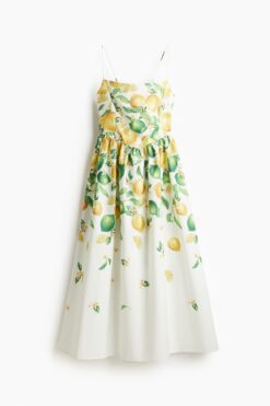 H&M Baskılı ve Pamuklu Elbise