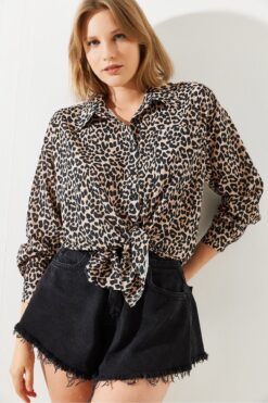 Bianco Lucci Kadın Leopar Desenli Gömlek MBMS008 60501008