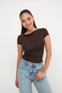 Addax Yanları Büzgülü T-shirt P161-X1